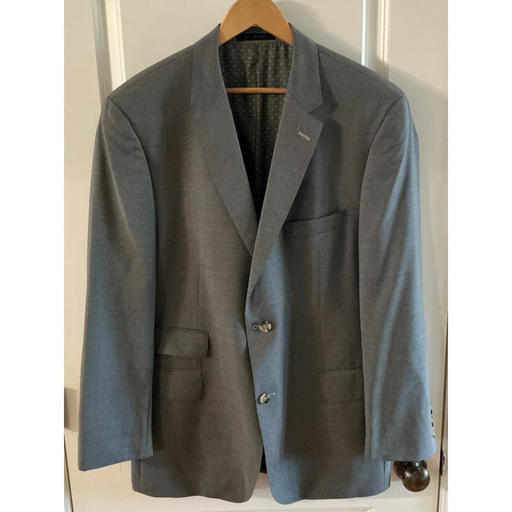 Boss Hugo Boss Edison 2 Power 46R Gray Blue Micro Pinstripe Wool Blazer‎
